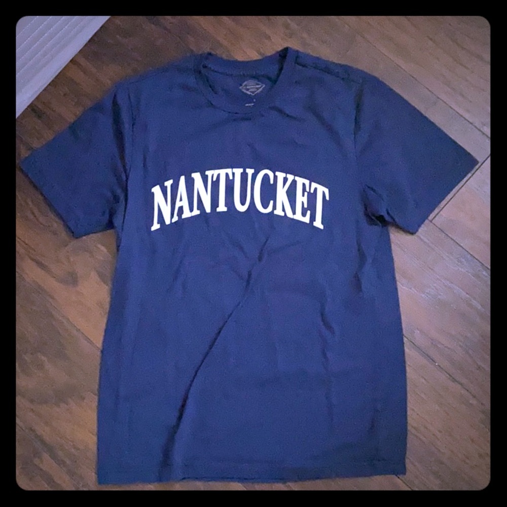 men’s nantucket print navy blue shirt